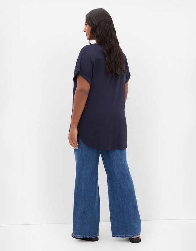 City Chic - Plus size Kiran Hi-Lo Tee - navy
