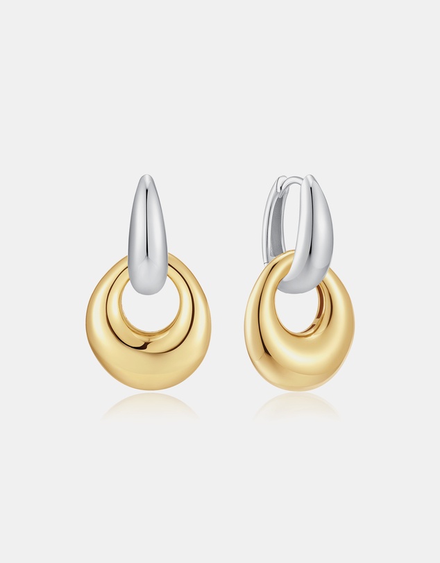 Ania Haie - Two-Tone Hollow Organic Pebble Drop Earrings
