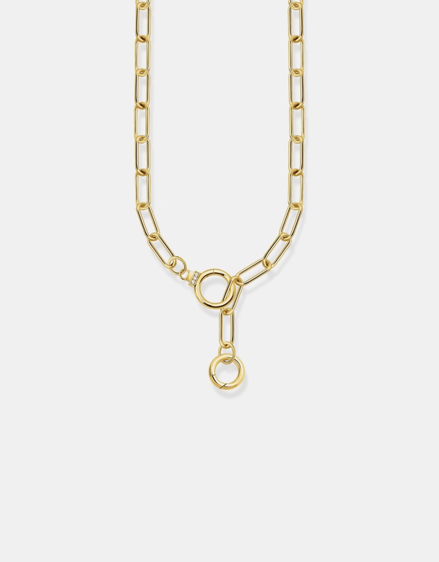 THOMAS SABO - Golden Link Necklace with Ring Clasps and Zirconia