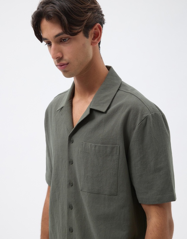 AERE - Camp Collar Cotton Textured Shirt