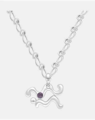 Graedance - Aquarius Amethyst Pendant on Eclipse Necklace