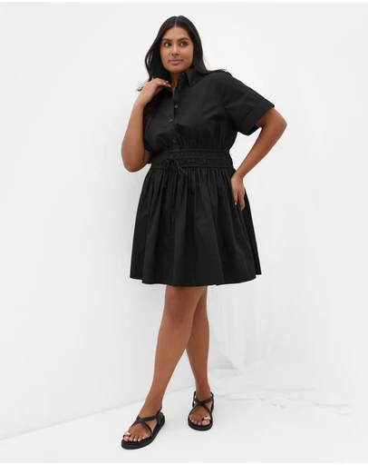 City Chic - Lana Mini Shirt Dress - Black