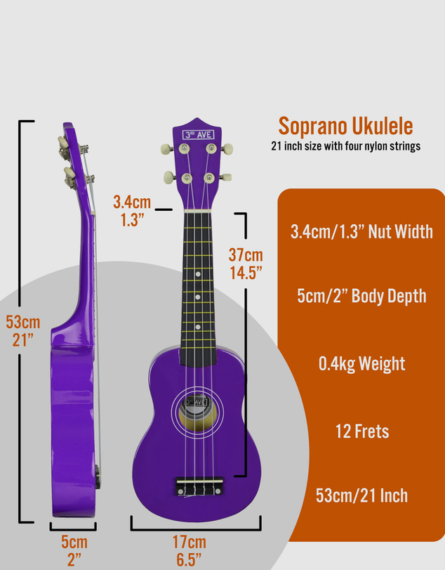 iWorld - 3rd Avenue Soprano Ukulele - Purple