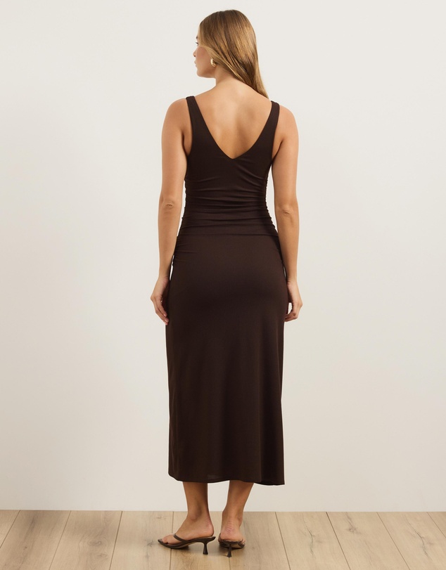 Atmos&Here - Veronica V-Neck Rib Jersey Midi Dress
