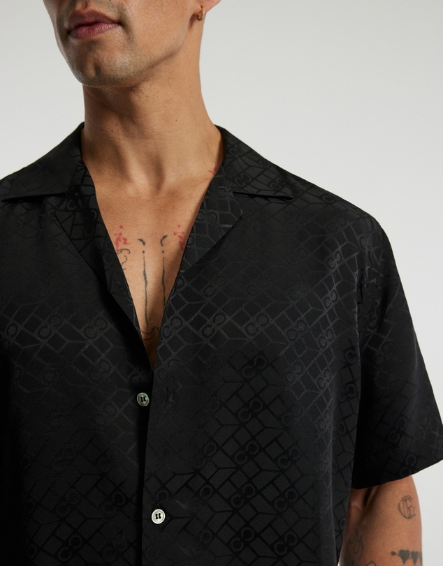 Calibre - Monogram Silk Short Sleeved Shirt Black