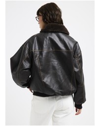 Alice In The Eve - Cody Fur Trim Distressed PU Jacket
