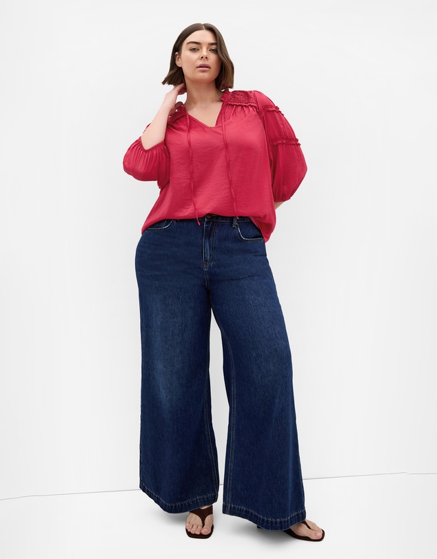 City Chic - Plus size Drama Queen Elbow Sleeve Shirt - raspberry