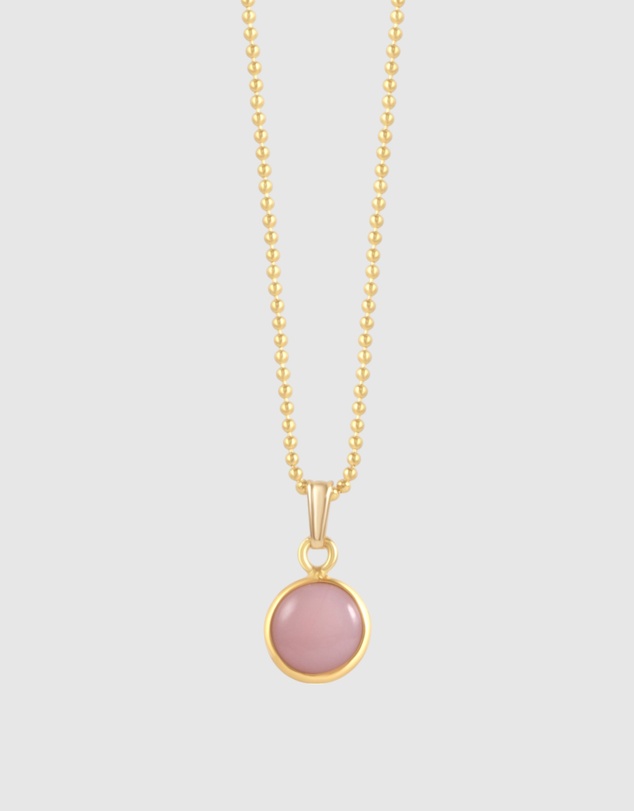 Von Treskow - Fine Ball Chain Necklace with Round Pink Opal