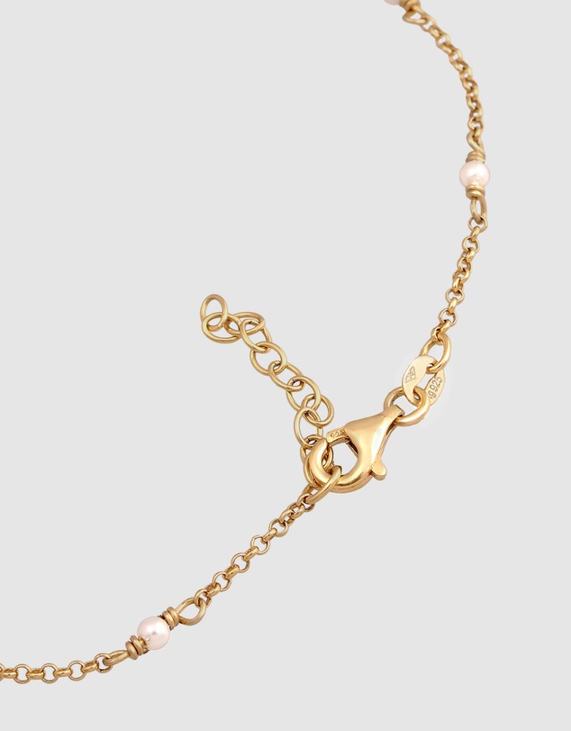Elli Jewelry - Anklet with Shell Pearl 925 Sterling Silver Gold-plated