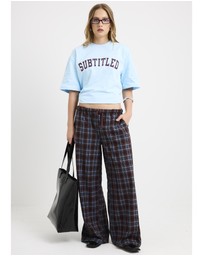 Subtitled - Clio Plaid Wide Leg Pants
