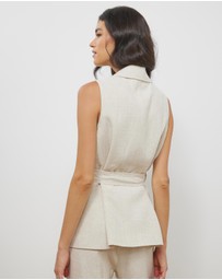 Atmos&Here - Kenna Sleeveless Linen Blend Vest