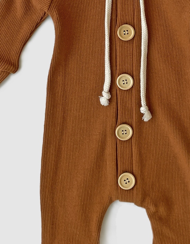 WITH LOVE FOR KIDS - Basics Thick Ribbed Hooded All In One - Babies
