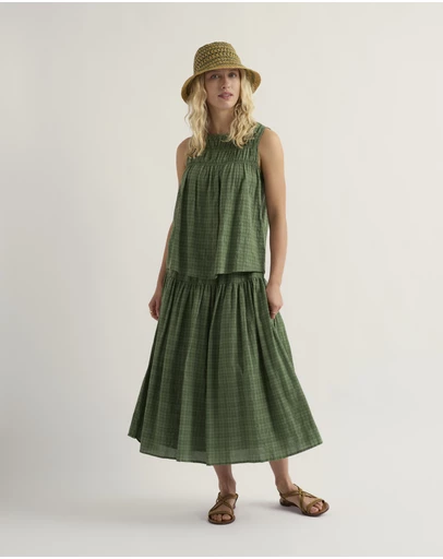 Seasalt - Seasalt Cornwall Green Purslane Tiered Midi Skirt