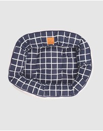 Mog & Bone - 4 Seasons Reversible Circular Dog Bed - Navy Check Print