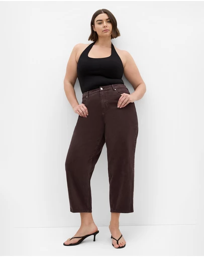 City Chic - Plus size Harley Fit Mum Ankle Grazer Jean - chocolate