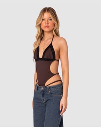 EDIKTED - Strappy Lace Trim Bodysuit