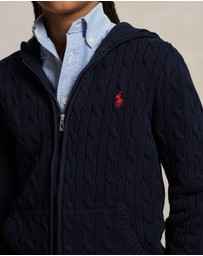 Polo Ralph Lauren - Cable Cotton Hooded Full-Zip Sweater - ICONIC EXCLUSIVE - Teens