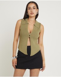 Subtitled - Meryl Ribbed Collar Knit Top