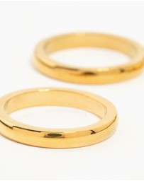 Lovisa - Waterproof Gold Plated Stainless Steel Band Rings 3-Pack
