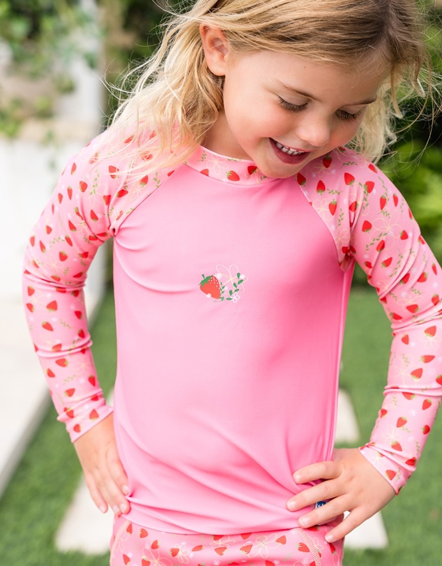 Splash About - Long Sleeve Rashies - Strawberry Field & Pink