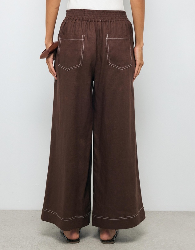 AERE - Contrast Stitch Linen Pants