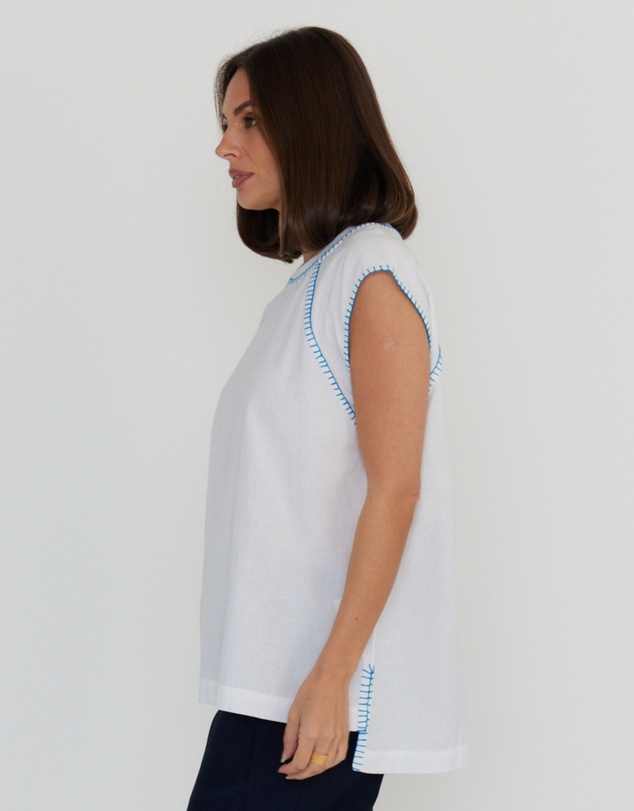 ALEXANDRA - Hudson Tank White/Electric Blue