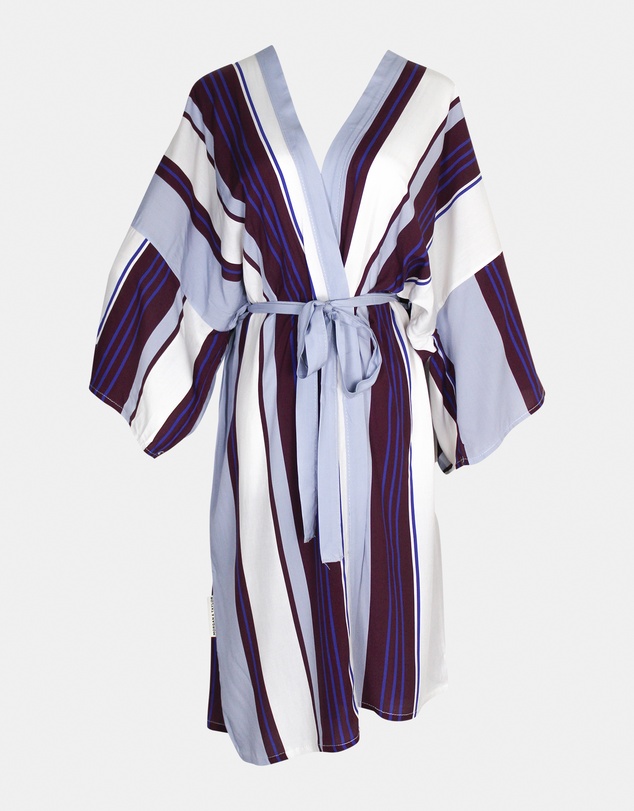 Morgan & Taylor - Arianna Beach Robe in Brown, Blue and White