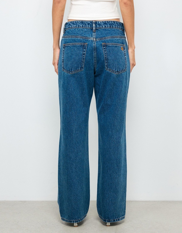 AERE - Elle Mid Rise Relaxed Straight Leg Jeans