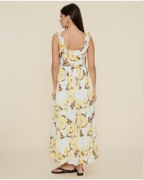 The Fated - Tie Front Ruffle Midi Dress