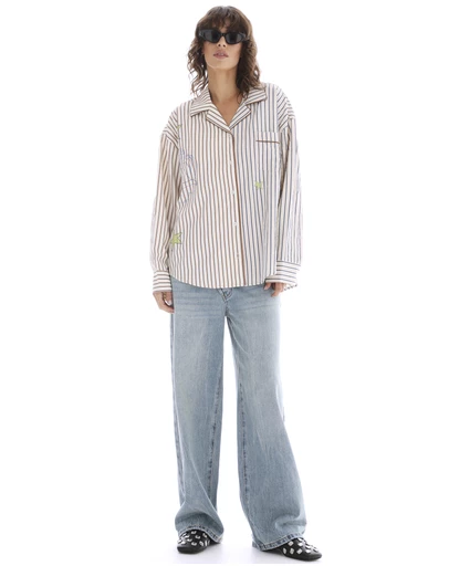 THE TALES - Half n Half Illustrated Muse Stripe Shirt