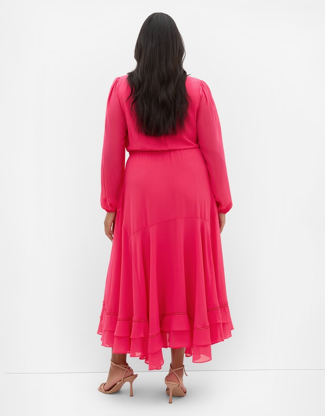 City Chic - Plus size Yasmin Long Sleeve Maxi Dress - lipstick