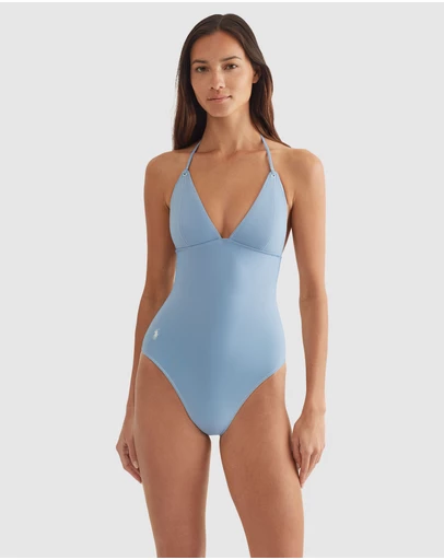 Polo Ralph Lauren - Oxford Padded Cup Halter One-Piece Swimsuit