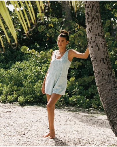 Poolside Paradiso - Mai Tai Towelling Romper - Seaspray