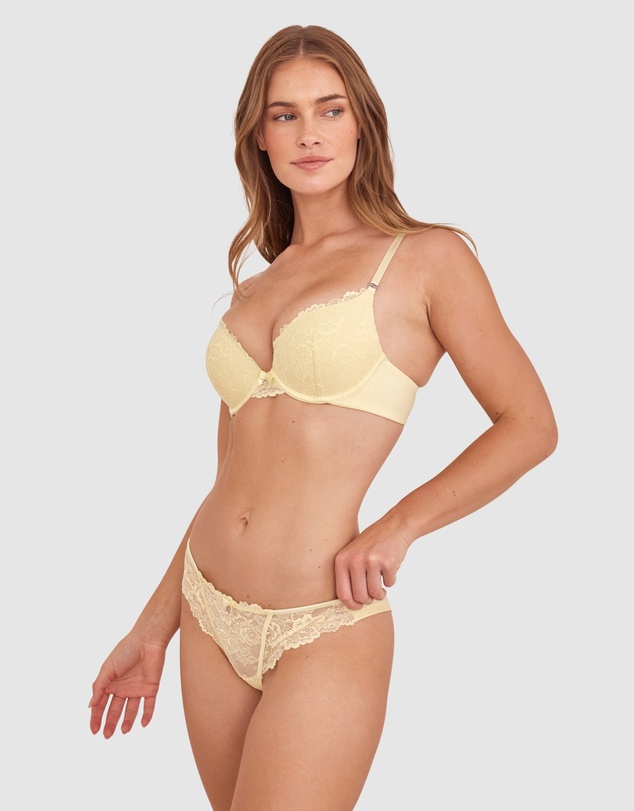 Bras N Things - Bethany Essentials Double Push Up Bra-Yellow