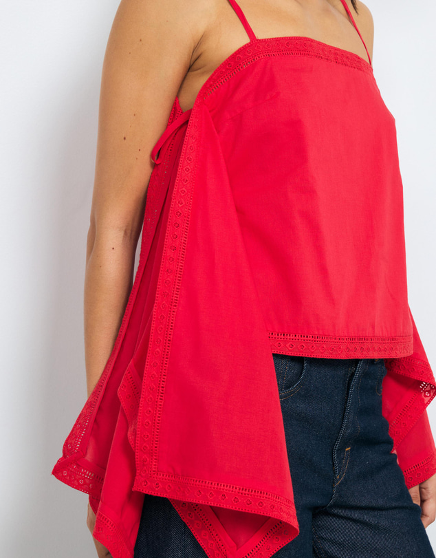 AERE - Piper Cotton Trim Detail Scarf Top