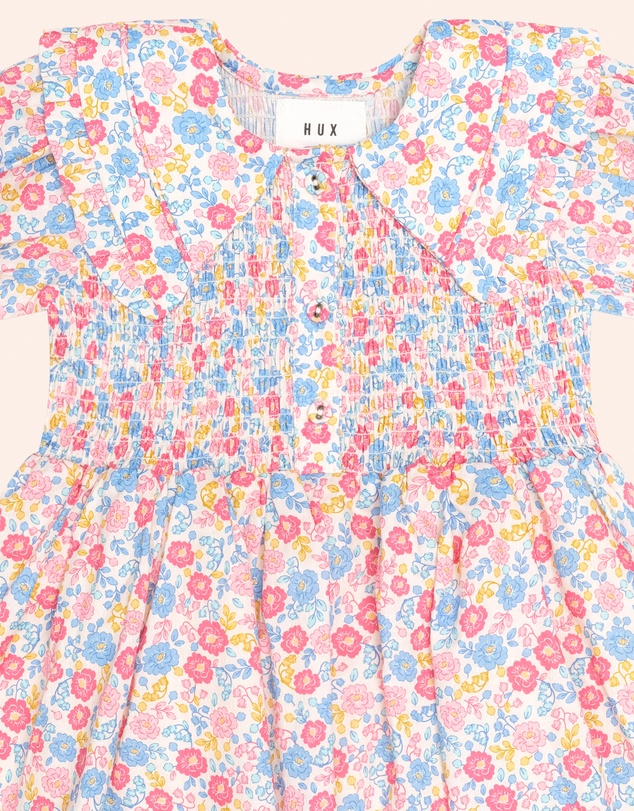Huxbaby - Vintage Floral Shirred Collar Dress - Babies-Teens