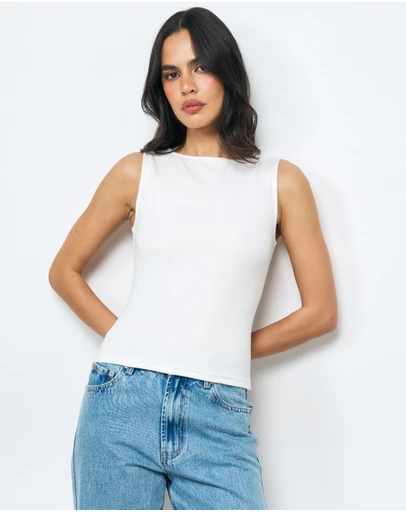 AERE - Ribbed Boat Neck Tank