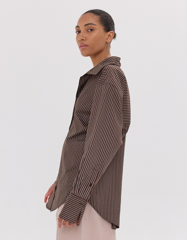 Cloth & Co. - The Dropped Yoke Shirt | Brazil Nut & White