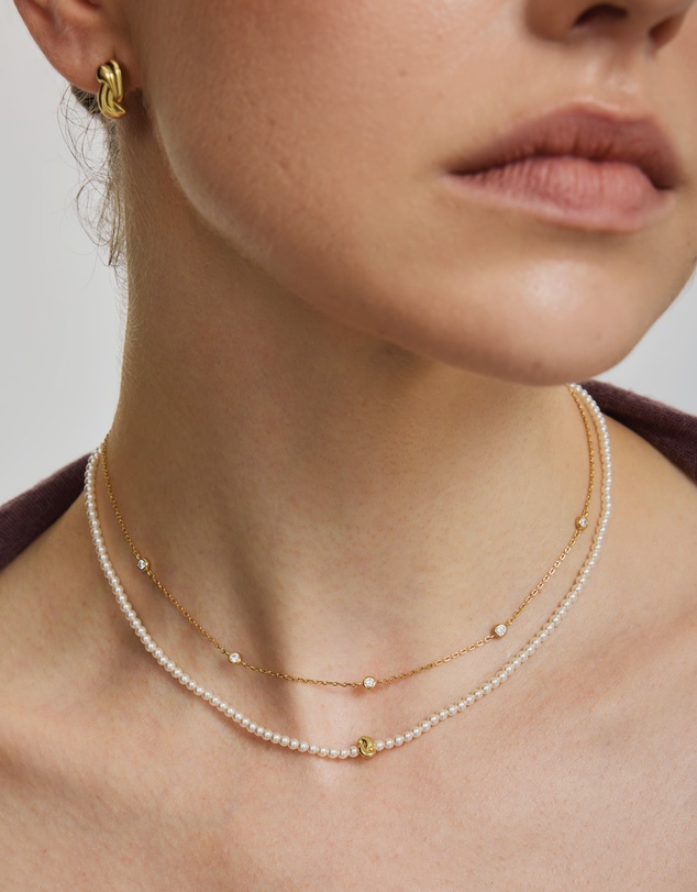 Ania Haie - Gold Twist & Glass Pearl Beaded Necklace