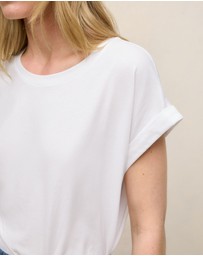 Trenery - Cotton Cuff Sleeve T-shirt in White