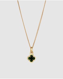 Elli Jewelry - Necklace Cloverleaf Enamel Green 925 Sterling Silver Gold Plated