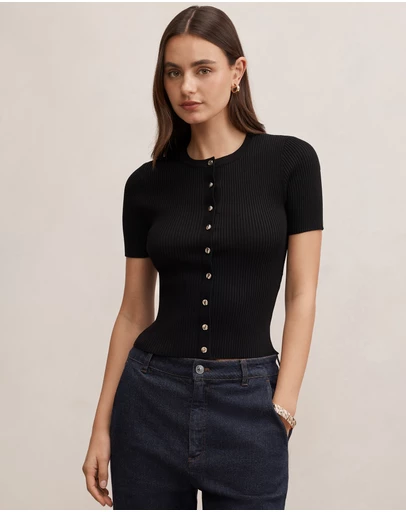Forever New - Sophie Button Through Ribbed T-shirt