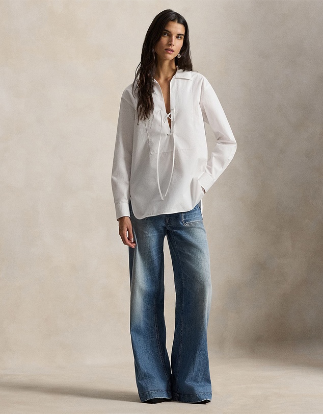 Polo Ralph Lauren - Lace-Up Bib Cotton Shirt - The ICONIC Exclusive