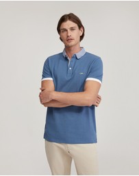 Oxford - Dylan Striped Collar Pique Polo