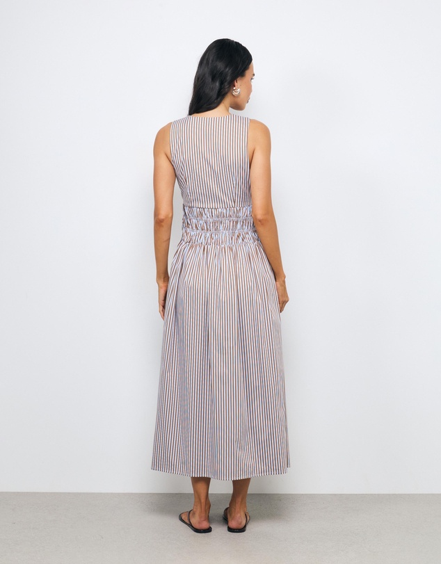 AERE - Thea Striped Cotton Midi Dress