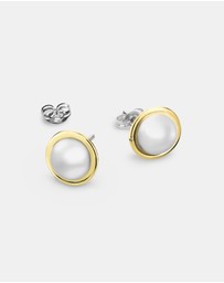 Ichu - Two Tone Edged Half Ball Earrings