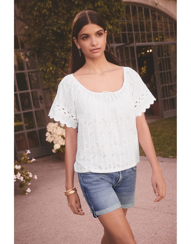 NEXT - Broderie Short Sleeve Ric Rac Top