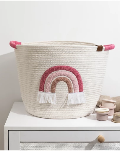 Living Textiles - Cotton Rope Embroidered Hampers - Rainbow