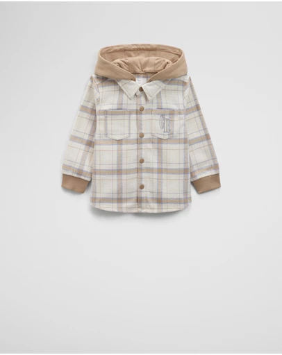 Country Road - Organically Grown Cotton Hooded Check Shirt