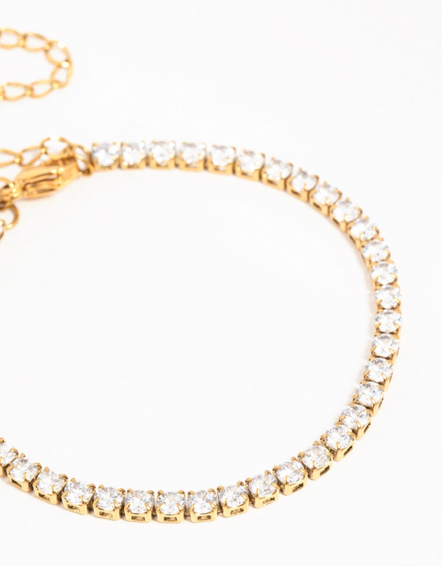Lovisa - Waterproof Gold Plated Stainless Steel Cubic Zirconia Tennis Bracelet